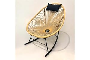 DIRECT FURNITURE DEALS Modern Vibrant Coloured Rocking Chair with Cushion. Indoor/Outdoor Lounge Chair for Garden, Patio, Porch and Decking. Banana (Yellow), Raspberry (Pink), Orange, Black, Brown & Grey (Brown)