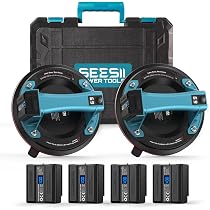 2er-Set Akku-Saugheber – 10 V, Max. 300 Kg Tragkraft, Mit 4x 3,0Ah Akkus, Automatischer Nachfüllfunktion & LCD, Für Fliesen, Glas, Granit