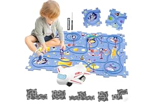 DUOLEEY Puzzle Racer Kids Car Track Toy Car Set for Kids DIY 12PCS Puzzle Track Rail Route Educational Game Gift Toys for Children 2 3 4 5 6 Years