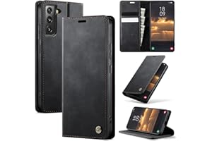 Cracedily Handyhülle für Samsung Galaxy S22 Hülle Premium PU Leder Klappbar Stoßfeste Tasche Flip Case RFID Blocker Magnet Kartenfach Standfunktion Klapphülle Schutzhülle für Galaxy S22, Schwarz