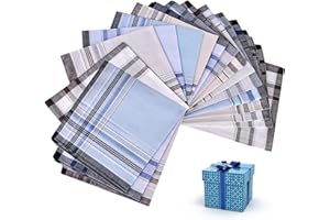 VEGENA Lot de 18 mouchoirs en tissu pour homme - 100 % coton - Mouchoirs traditionnels pour homme - Grands mouchoirs à carreaux, multicolore