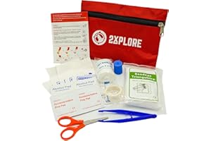 2XPLORE Small First Aid Kit for Travel, Homes, Offices, Vehicles, Camping, Workplaces & Outdoors. Red 37 Piece Personal First Aid Kit.