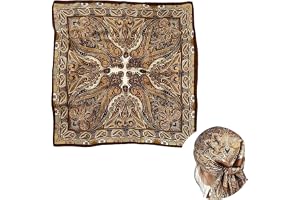 Bandana-duk i siden, fyrkantig satinsjal i siden, perfekt som halsduk eller moderiktigt accessoar för att svepa in håret och sova på natten. För alla årstider (70 × 70 cm)