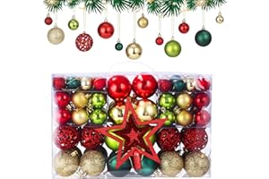 LEAZZLE 101 Piezas Bolas de Navidad - Adornos Navidad Irrompibles - Bolas Árbol de Navidad Adornos -Navidad para Habitación Interior Boda Fiesta de Cumpleaños Decoración Navideña(Dorado&Rojo&Verde Oscuro)