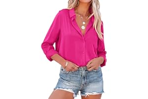 NONSAR Chemise élégante à manches longues et col relevé, blouse pour le bureau, haut décontracté, pour femme