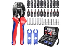 ZQEJEFD Set de Crimpadora Solar para Cables PV de 2,5/4/6 mm², con 1 Alicates de Crimpado,10 pares de Conectores Fotovoltaicos, 10 pares Conectores Macho Hembra,2 Llaves, para Instalación Fotovoltaica