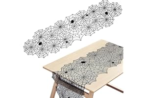 Nappe d'halloween Toile d'araignée, Noire Toiles d'araignée Halloween Décoration de Table Toile D'araignée Rectangulaire Spooky Bat Dentelle Nappe