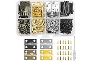 Bohoray 112pcs Bisagra Pequeña 18 * 15 mm, Bisagras Pequeñas Manualidades, Mini Bisagras Retro con 448 Tornillos, Visagras Pequeñas con Destornillador Para Joyeros, Casas de muñecas, Manualidades