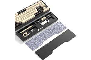 ATTACK SHARK Poggiapolsi per Tastiera in Lega di Alluminio CNC con Custodia Divisoria, 2 Coperture Superiori in Acrilico, Ergonomico Antiscivolo, Ideale per Ufficio/Casa - Nero