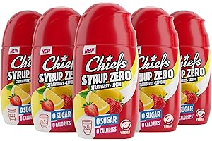 ‎CHIEFS CHIEFS Syrup Zero, Erdbeere Zitrone, 5 x 65 ml, für mehr als 40 l Fertiggetränk, Sirup zuckerfrei mit echten Fruchtextrakten, vegan, 0 Kalorien, made in Germany