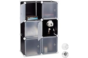 Relaxdays Étagère Cubes penderie Armoire Rangement 6 casiers Plastique modulable DIY HLP: 97,5x66x32 cm, Noir, Acier, PP, ABS, 5 x 66 x 31,5 cm