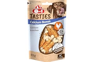8in1 Tasties Calcium Bones Calziumknochen - mit Hähnchenbrust umwickelte kleine Knochen, 85 g