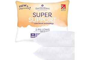 Slumberdown Super Support Pillows 2 Pack - Firm & Supportive Pillow for Side Sleepers, Reduces Neck & Shoulder Pain | Foam Block, UK-Made, Non-Allergenic & Washable (48 x 74cm)