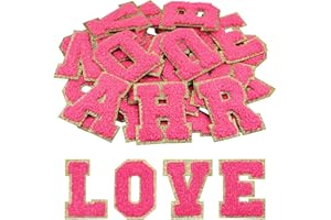 Morcheiong 26 toppe autoadesive in ciniglia, lettere dalla A alla Z, termoadesive per vestiti, tessuti, scarpe, borse fai da te (rosso chiaro)