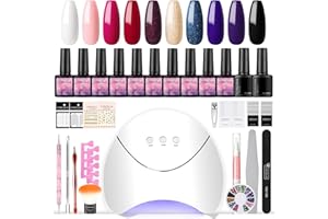 COSCELIA Vernis Semi Permanent, 36W Séchoirs à ongles et lampes UV 10 Couleurs Vernis Gel uv Semi Permanent avec Base et Top Coat Kit Manucure Accessoires Nail Art pour Débutant