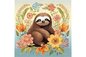 CUKOL CUKOL Cukol Faultier Kreuzstich Set Vorgedruckt, Tiere Stickvorlagen Stickbilder Vorgedruckt Kreuzstich Stickpackungen Stickpackung Cross Stitch Embroidery Kit Stickset Sticken Set Erwachsene Anfänger 36x36