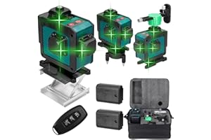 KKnoon Laser Level, 16 Lines Laser Level 3° Self-Leveling Function with Rotation Base Wall Mounted Bracket and Rechargeable Battery 2 * 1200mAh