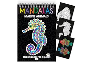 Finoly Mandala Kolorowanka dla Dzieci z 30 Wzorami | Animal Mandala Coloring Book | Mandala Kolorowanki dla Dzieci z Morskimi Zwierzętami A4 | Papier Premium | Spiralne Wiązanie