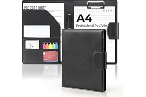 ‎NOTEZMATE NOTEZMATE A4 Klemmbrett Schreibmappe Mit Magnetschluss,Ordner Klemmbrettmappe DIN A4 aus PU-Leder,Portfolio Padfolio mit Papier und Stift,Dokumentenmappe Schwarz für Bürobedarf Schule Business Arbeit