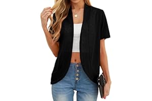 QIXING Sommer Damen Leichte Kurzarm Strickjacke Strickjacke für Damen Atmungsaktiv und Sonnenschutz Frühling Herbst Cardigan Damen