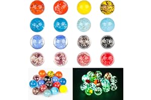 HAKACC 16PCS Marbles Assorted Colors, Glass Marbles Bulk Decorative Glass Pebbles for Kid Storage Game Gift 1.6 cm