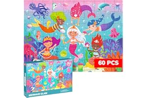 QUOKKA Jigsaw Puzzles For 3 4 Year Olds - 60 Piece Jigsaws for Children Age 5 6 - Kids Puzzles With Mermaid Glam - Educational Learning Game for Preschoolers - Gift Toy for Boys and Girls 7-8