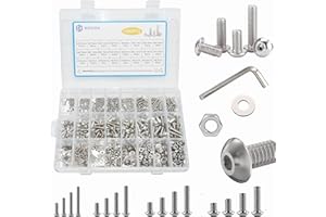 WZHUIDA 1080 Stück M2 M3 M4 M5 Innensechskant Schrauben und Muttern und Unterlegscheiben Sortiment, Edelstahl Linsenkopfschrauben mit Muttern Sortiment Kit mit 4 Schraubenschlüsseln