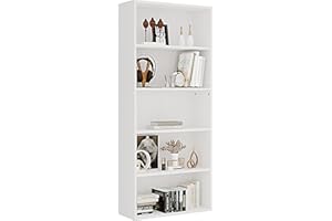 Panana Extra Large Bookcase, 5/6 Tier Wooden Cube Shelves Soild Wood Bookself Storage Organizer Display Shelf Free Standing Unit For Living Room Home Office (White, 5 Tier)