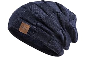 REDESS Gorro de Invierno Con pompón Para Mujer Con forro Polar cálido, Gorro de esquí grueso y holgado Con Punto de Nieve y Calavera