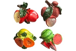 WEDARE MAGNET SOUVENIR Lot de 4 aimants de réfrigérateur 3D en forme de fruits pommes, litchi, papaye, pastèque