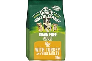JAMES WELLBELOVED Hypoallergenic Grain Free Adult Dry Dog Food - 10 kg - Turkey & Vegetables - Bulk Dry Dog Food Pack