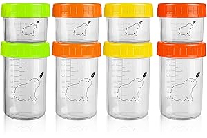 Budding Bear Contenitori in Vetro Alimenti per Bambini (8pz) - Vasetti Pappa Neonati da 100 ml e Vasetti Snack per Bambini da 220 ml - Vasetti Riutilizzabili, sicuri per Microonde e Lavastoviglie