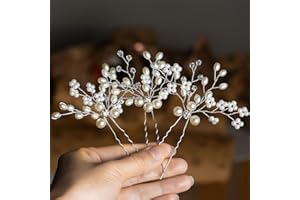 Wodasi Fermagli Capelli Sposa, 3 Pezzi Forcine Capelli, Forcine per Capelli Perle Sposa Forcine Fermagli per Capelli con Strass Cristalli Perni di Capelli Nuziali, Accessori Capelli Sposa, Stile B