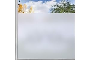 rabbitgoo Film Occultant Fenêtre, Film Fenetre Anti Regard 44.5x200cm avec Grille Facile à Couper, Sticker Electrostatique Vitre Dépoli Anti UV, Brise Vue Fenetre pour Salle de Bain Chambre Cuisine