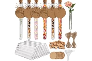 OFFCUP Plastic Test Tubes, 40pcs Test Tubes with Cork Stoppers, 16 x 150mm Clear Test Bottle,Test Tubes With Lids for DIY Craft, Laboratory, Candy, Birthday Party.