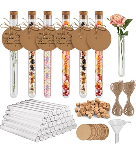 20Pcs Clear Plastic Test Tubes With White Push Caps, 12x100mm Sample Storage Tube Plastic Tubes With Lids For Laboratory Jewelry Beads Powder Spice Liquid Candy Storage