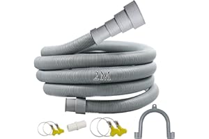 Quanerba Kit Manguera Desagüe 1m/2m/3m Extensible, Universal para Lavadoras+Lavavajillas - Incluye Adaptadores/Abrazaderas, Alta Resistencia, Fácil Instalación (2M)