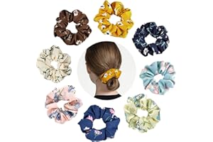 ZHENLE Hair Scrunchies, 8 Pcs Chiffon Flower Scrunchies for Girls and Women Elastics Bobbles Hair Bands Hair Ties Hair Accessories Ponytail Holder (8 Colors)