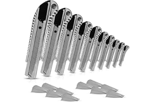 SANAWATEC 10x Cuttermesser profi 18mm + 100x Abbrechklingen Teppichmesser profi Katamesser cutter messer, aus Aluminium, Robust und Ultrascharf, inkl. 100 Klingen für Heimwerk & Gewerbe
