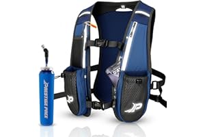 PRESTIGE PACE Running Vest with 500 ml Soft Flask & Adjustable Straw for Hydration – Water‑Resistant, Unisex, Reflective Running Vest with Storm‑Proof Phone Pocket, Multi‑Pocket Storage, Adjustable Fit