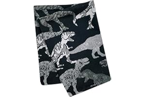 Wollhuhn Öko Leichter Jungen/Mädchen Jersey Schlupfschal/Halstuch/Loop Baumwolle Viele Motive Sommer/Übergangszeiten 20212030 (Super Dino Schwarz/Grau)