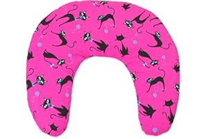 ‎GIRAFFENLAND Kirschkern Nackenhörnchen 30x33 Katzen-pink | Kirschkernkissen Nacken | Nackenkissen Wärmekissen