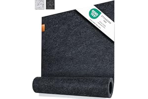 Miqio Design Tischläufer Filz Grau | 150x40 cm abwaschbar | Nachhaltiger Oekotex Filzstoff | Echtleder Label | Skandinavischer Filzläufer