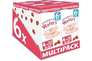 Kiddylicious Strawberry Mini Wafers - Gluten and Dairy Free Kids Snack - Suitable for 6+ Months - 6 x 4 Twin Packs