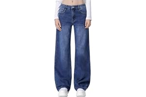 vittorio y Jeans Donna Vita Alta Larghi Baggy Wide Leg Fit Jeans