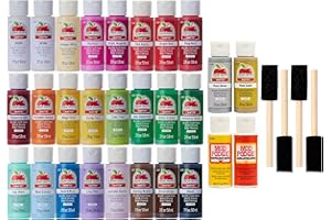 Apple Barrel PROMOABMP22 Holiday, 32 Piece DIY Set Featuring 26 Paints, 2 Mod Podge Acrylic Sealers and 4 Foam Brushes, Multi 56 Fl Oz