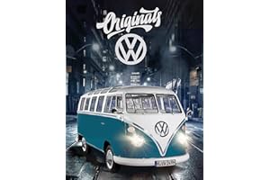 BERONAGE Große VW Volkswagen Fleece-Decke Bulli T1 Blau 130 x 170 cm Camper-Van California Bus Auto Car Decke Kuscheldecke Tagesdecke Wohndecke Tagesdecke Schmusedecke Flauschdecke pass. zur Bettwäsche 087