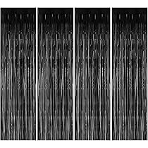 LEIMEND Glitzervorhang Schwarz - 6 Stück, Je 1x2 M - Partydeko Für Geburtstag, Halloween & Weihnachten