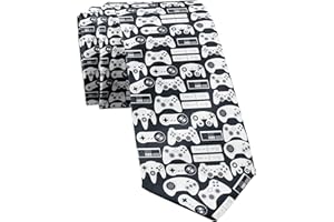 Crazy Dog T-Shirts Video Game Controllers Necktie Video Gaming Tie Mens Novelty Neckties Funny Ties for Men, Black, One size