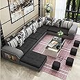 Comfynest Modern U Shaped Sectional Sofa Set 7 Seater Couch Luxury Design Velvet Fabric FREE ASSEMBLY (Charcoal Gray, Right)